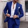 Set di abiti da uomo formale set da groomsman tailordade slim fit lino blazer pantaloni a 2 pezzi Dinine serale Classic maschi Outfit 240412