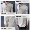 Herren lässige Hemden Vintage Deep V Stand Halsband Halbärmel -Hemd Hemd Summer Slim Fit Korean Design Männliches Kleid Trendy Streetwear