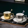 Cups Saucers Exquisite Gold Silver Ceramic Coffee Cup European-style Small Luxury And Saucer Set Flower Tea Espresso Mug Household