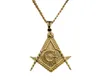 Masquage en acier inoxydable ma illuminati symbole maçon collier gollier plaqué avec chaîne cubaine pour hommes femmes256d202e6713555