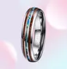 silberne Farbe Koa Holz Abalone Inlay High Polish 8mm Breite 100 Echtes Eherband Eleganz Tungsten Carbid Ringe für Männer 2107015416891