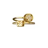 Ringos de cluster 2024 Design clássico Dupla camada Flor Flor Color Gold Anel aberto Acessórios de luxo para jóias de moda coreana '