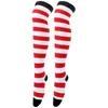 Donne calzini per bambini in alto sul ginocchio per calze di cotone lunghe a strisce bianche bianche nere a maglia calde soks