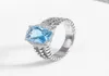 Klasyczne kobiety pierścienia Inkrustowani Blue Topaz Color Cyrron Retro Pierścienie 6266698