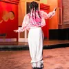 Scary Wear Girls Hip-hop Costume Pink Tops Pantalons blancs Children's Hip Hop Performance Clothes Jazz Dance