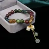 Link Bracelets Natural Tourmaline Beaded Artificial Crystal Premium Material Chain Versatile Design Flexible Fit Symbol Of Prosperity