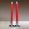 Candle Holders 2pcs Plastic Pillar Base Electronic Taper Stand Holder Candlestick Silver 5.8cm