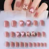 False chiodi 24pcs heart heart topt per chiodo dolce stile dolce paragrafo midi manicure di salvare il tempo di colla per donne fai -da -te