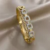 Bangle Greatera Trendy Stayless Square Crystal BurCelect Bracelets for Women Gold Bated Charm Bracelet Jewelry