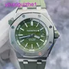 Lastrest AP Wrist Watch Royal Oak Offshore Series 15710ST AVOCADO DIAL VERT AUTOMATIQUE MECHACICAL MELLES MENSE 42 mm Ensemble complet