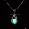 Pendant Necklaces Vintage Fluorescent Luminous Necklace Bronze Chain Glow In Dark Ball Women Jewelry For Halloween Gift Drop Dhgarden Dh4Fb