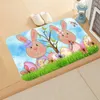 Carpets Easter Printed Wood Grain Egg Floor Mat Entry Door Living Room Kitchen Flannel Carpet Bathroom Non-slip