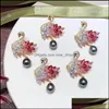 Pinnen, broches luxueuze zirkon parelbroche voor vrouwen imitatiepennen 3 kleur kristal sieraden blikje kerstcadeau drop levering dhdwr