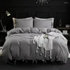 Bedding Sets 2/3pc Cover Solid Textile Up Duvet Cotton Pillowcases Home Lace Printing Microfiber Simplicity Skin-Friendly Washed