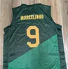 Brasil 9 Marcelinho Vintage Basketbol Forması Herhangi bir isim ve numara ile özelleştirildi