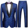 Men's Suits Blazers 2023 Spring Autumn New Mens Casual Business Boutique Flower Print Suit Two Piece Set / Mens Blazers Coat Jacket Pants Trousers