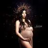 Robes de maternité Robe de grossesse en or Photographie Robes de maternité tricotées Photoshoot Robe Clothing Props Robes de baby shower pour femme enceinte 240412