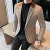 Yüksek kaliteli takım elbise İngiliz tarzı ince zarif moda iş gündelik elbise smokin eklenmiş yaka plover kılıfı blazer ceket 240412