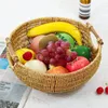 Storage Bottles Round Rattan Tray Egg Basket Woven Baskets Organizing Large Retro Style Manual Imitation Fruit Vegetables Container Child