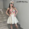 Etekler kawaii sevimli mini etek kadınlar Kore moda patchwork masal yüksek bel kabarık beyaz etek tatil kıyafetleri yaz