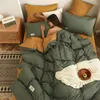 Sängkläder set hem textil säng set 2 personer vuxna mode enkel stil linne duvet täcker platt platta vinter