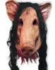 1PC Halloween Mask Scary Cosplay Costume Latex Holiday Supplies Novelty Halloween Mask Saw Pig Head Scary Masks With Hair3391722