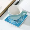 Tischmatten blaues türkisweiß weiße florale Mandala Keramik Untersetzer (quadratisch) Cup Set süß schwarz