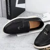 Casual Shoes Black Cowhide Soft-Soled Men's and Women's Italian Loro Loafers Gorgeous Lines Stitching Metal spänne