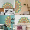 Adesivos de parede de lótus de mandala coloridos, decoração da sala de casa, meditação, adesivos de adesivos, pôster de estúdio de ioga
