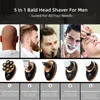 5 I 1 7D uppladdningsbar skallig head -rakersats för män USB LED Display Electric Razor Heads Beard Ear Nose Hair Trimmer 240409