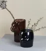 VASES透明ガラスカワウソベアヘッド彫像デスク装飾装飾品の花の挿入塗装された花瓶の家の装飾Modern5145022