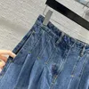 سراويل جينز للسيدات 2024 ملابس ملونة بلوك جينز سراويل عريض الساق الربيع صيف 407