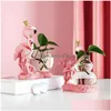 Obiekty dekoracyjne figurki Dekoracja pulpitu Flamingo szkło hydroponiczne dziewczęta serce High-end poczucie małych ozdób zielony rzodkiewki Dhled