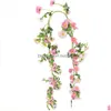 Fleurs décoratives couronnes 210cm vigne de marguerite artificielle suspendue Simation fleur rattan pour les garde-corps de jardin de mariage avec floraison v dhpxy