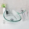 Badrumsvaskar kranar härdade glas ovala tvättstuga bassängen Vessel Vanity Set Transparent Wash -basin mässing Mixer Tap Faucet w/ Drain