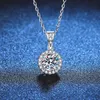 Sterling Sier S925 Necklace Womens Mosang Stone Korean Edition Round Bag 1 Mosang Stone Pendant Necklace d Color Mosang Diamond Necklace