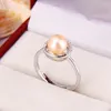 Cluster Rings CLUCI 3pcs 925 Sterling Silver Round Zircon Pearl Ring Mounting Simple Adjustable Open Women Jewelry SR2088SB