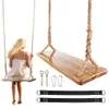 Swing d'arbre en bois 500lbs de charge Swing en bois pour les adultes pour enfants Ajustement de hauteur étanche à hauteur de balançoire suspendue pour extérieur