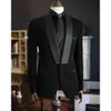 Męskie garnitury Blazers Mężczyźni SUITS Wysokiej jakości czarne 3 -częściowe spodnie kurtki kamizelki eleganckie blezer luksusowe stroje