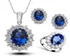 Princess The Same Sapphire Ring Earrings Necklace Set Ladies Crystal Diamond Jewelry Europe and South Korea INS Net Red Models313h4593238