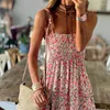 Abiti casual Summer Sleeveless Off Show Abito A-Line Simple Wile Wit Maxi Elegante Elegante Chic Floral Stampa bohémien Long