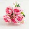 Fiori decorativi Arrivo Bella Rosa Peonia Silk artificiale Small Bouquet White Home Party Decorazione del matrimonio invernale Fallo