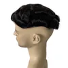 Indian Virgin Human Hair Ersatz #1B Schwarz Oktobertoupe 8x10 vordere Spitze mit PU -Einheit für weiße Männer