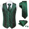 Designer Christmas Vest for Men Silk Green Red White Snowflake Candy Canes Waistcoat Tie Bowtie Set Happy Party Barry Wang