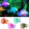 Aquarium artificiel luminaire lionfisp pêche de poisson paysage silicone faux poisson lueur flottante dans l'ornement foncé décoration de la maison