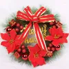 Decorative Flowers 30cm Red Christmas Wreath For Front Door Gold Window Wall Decorations 2024 Garland Ornament Navidad Year