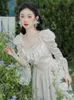 Casual Dresses Romantic Lady Fairycore Dress Woman Vintage Victorian Style Lace Puff Sleeve Retro Princess Faldas Vestido Festa