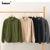 Casual shirts voor heren mannen lange mouwen katoenen shirt kleding 2024 Harajuku mode open steek tops massieve groene kaki blouse heren dagelijks