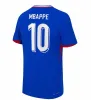 Français 2024 25 Euro Cup Jersey Mbappe Soccer Jerseys Benzema Giroud Mbappe Griezmann Saliba Pavard Kante Maillot Home Away Kid Kit Jersey Football Shirt