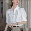 Damenblusen Hemd Office Ladys Einfache koreanische Mode Frauen Kleidung Temperament Pendler Design Vielseitige Tops Drop -Lieferung anaus dh4hb